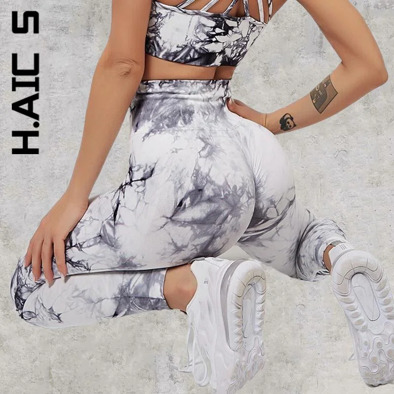 

H.Aic S New Seamless Tights Dye Leggings Tights Legging Women Push Up Yoga Pants Sporty Clothing Female Yoga Pants Women