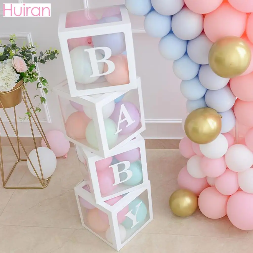 

Transparent Name Box DIY Letter Balloons First 1st Birthday Balloons Balony 1 2 Years Baby Happy Birthday Party Decor Kids Balon