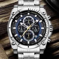 ben nevis chronograph business watch mens silver black stainless steel waterproof full steel quartz watch creative clock reloj
