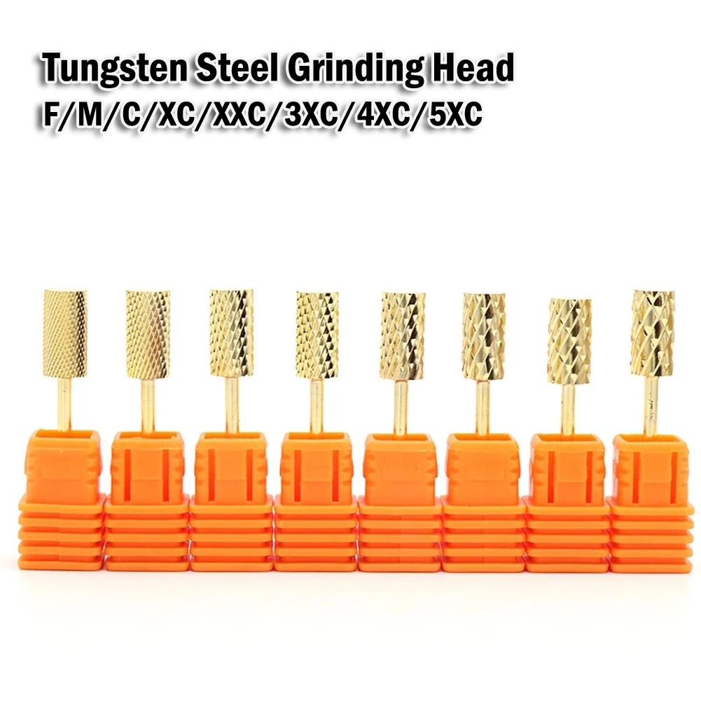 

Gold Tungsten Steel Bits Grinding Head Electric Drill Nails Mills Cutter Manicure Machine Nail Files Power Tool Accessories