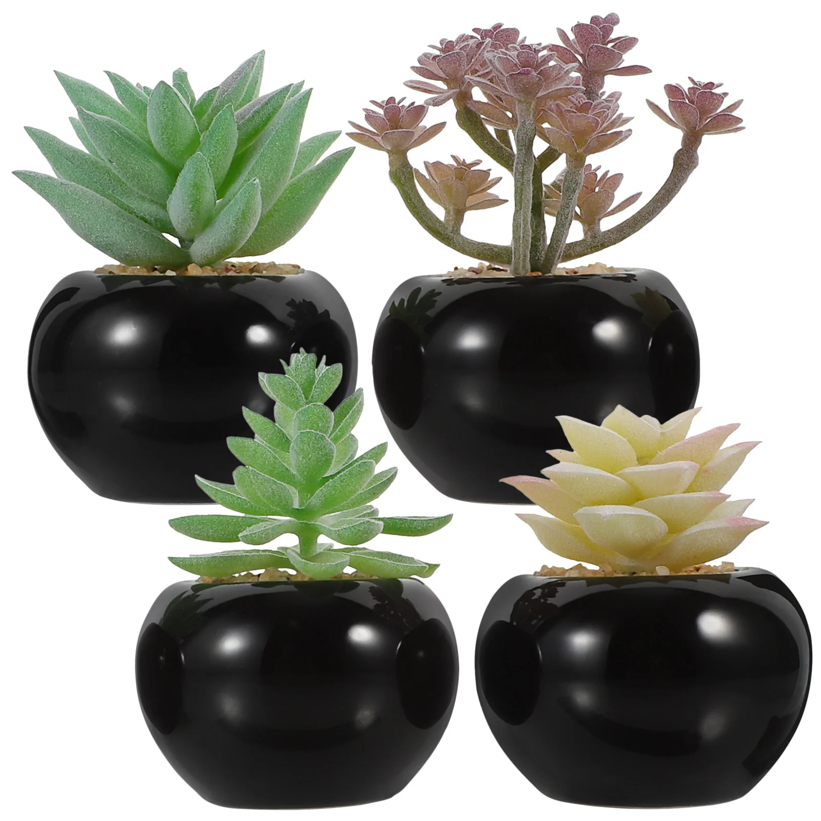 

4pcs Potted Fake Succulents Decoration Artificial Succulent Sets with Pot Faux Mini Plants Flower Arrangement