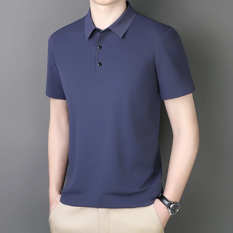 

Lapel T-shirt Men's Short-sleeved Plus Size Nylon Men's High-end Business Ice Silk Half-sleeve Polo Shirt Summer Clothing 2022