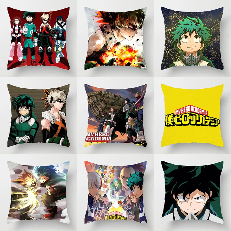 

Anime My Hero Academia Pillowcases Midoriya Izuku All Might Bakugou Katsuki Home Decor Pillow Case Car Sofa Cushion Covers Toys
