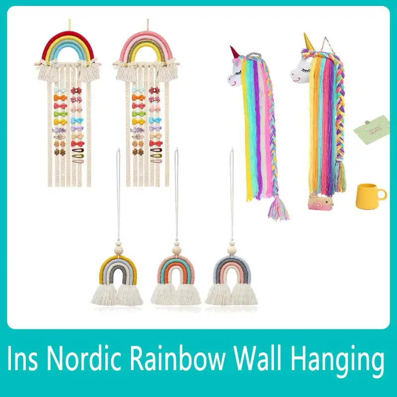 

Скандинавская Радужная настенная подвеска Ins, детская заколка для волос ручной работы, настенное украшение, подвеска, ювелирные украшения на стену