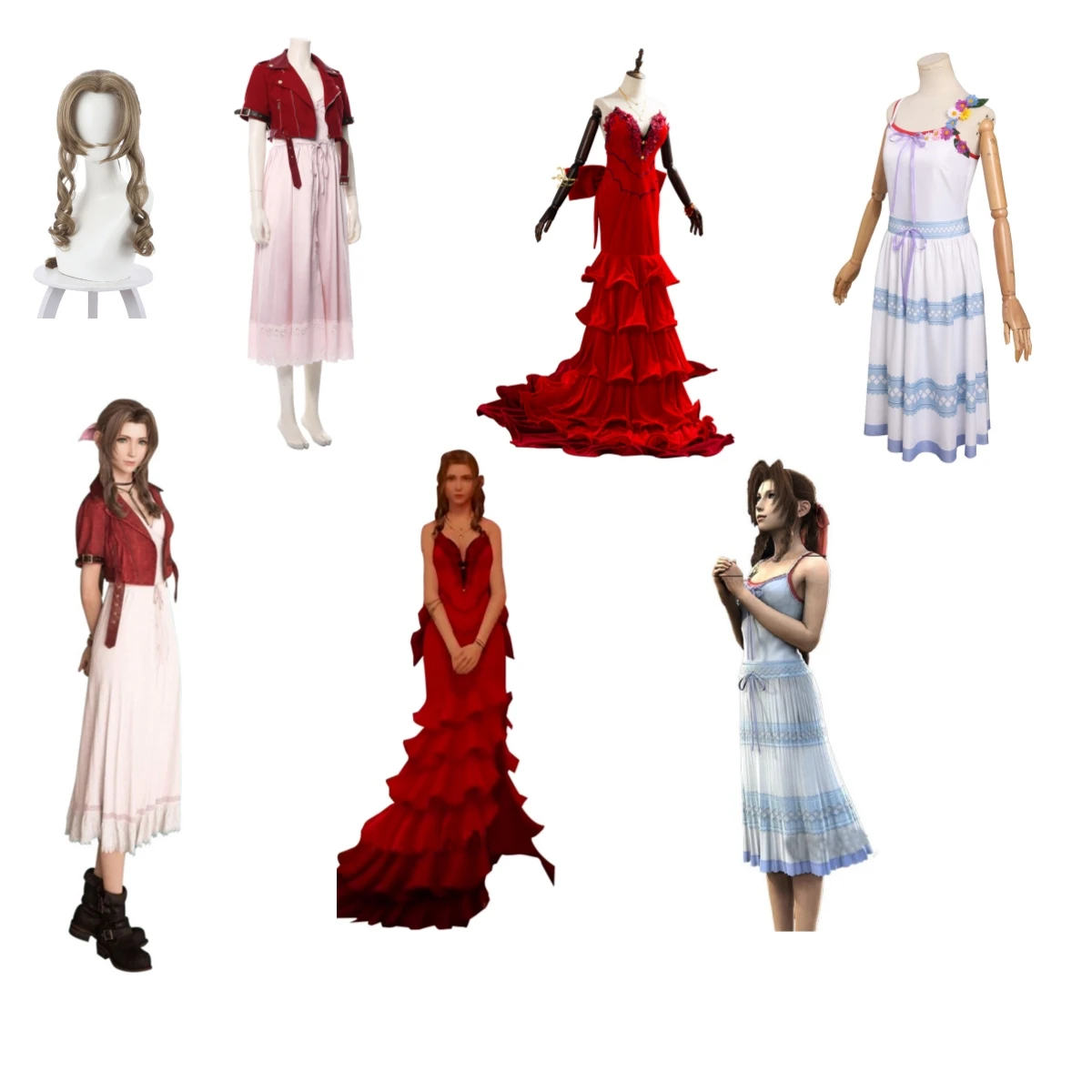 

Костюм аниме «Фэнтези VII» для косплея эрации гейнборо, костюмы на Хэллоуин, карнавальные костюмы для взрослых женщин и девочек, красное платье, наряд на заказ