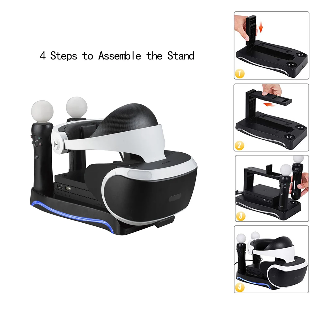 Зарядная Станция 4 в 1 для PS4 VR светодиодная Подставка зарядки Sony Playstation Move PS PSVR