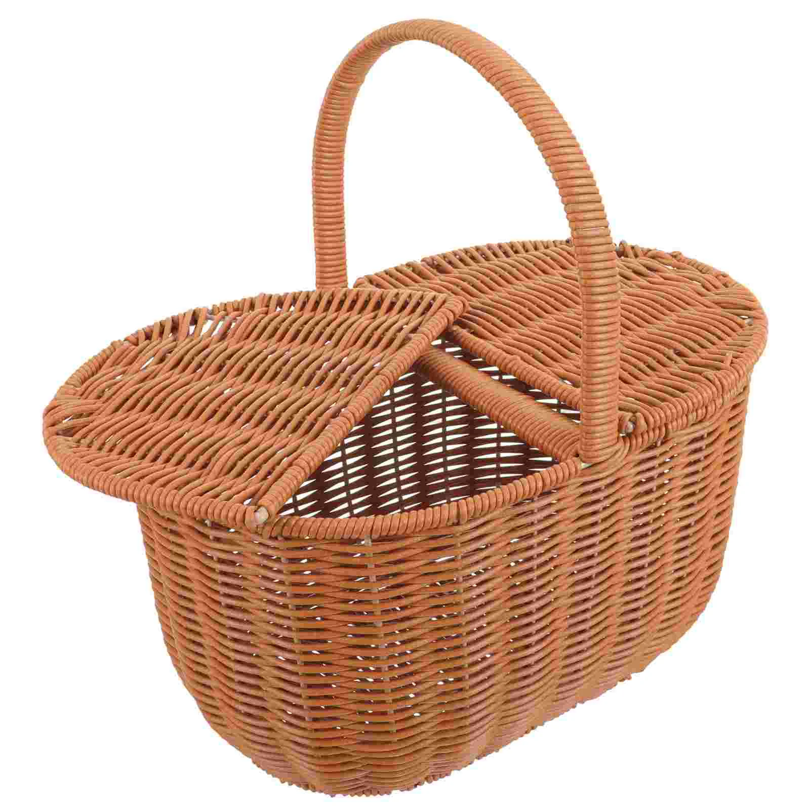 

Shopping Basket Kitchen Hand-woven Container Portable Handle Bag Delicate Storage Holder Handmade Desktop Organizer Shelf
