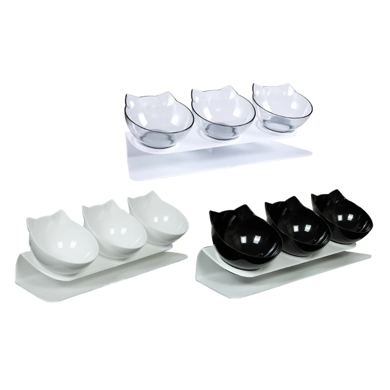 

15° Tilted Pets Bowls Food Grade Neck Guard Raised Feeder for Puppy and Kitten