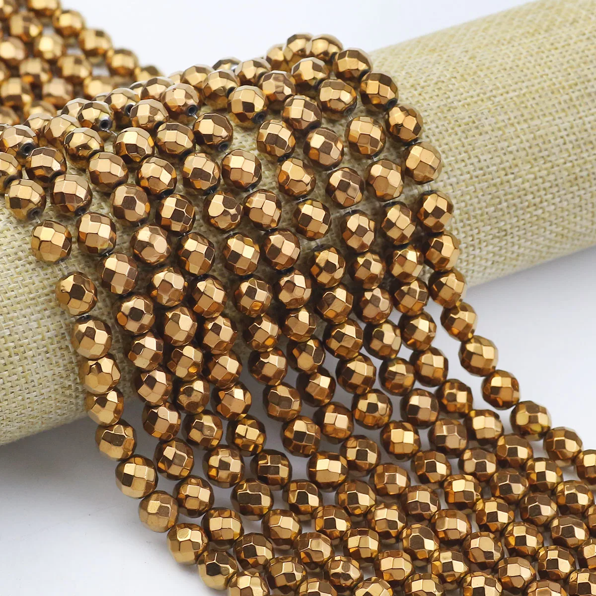 Алмазная форма граненые античные бронзовые гематитовые круглые свободные