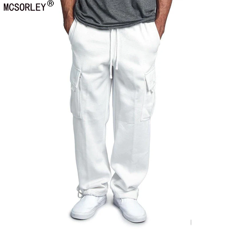Men Cargo Jogger  Pants Autumn Hip Hop Street wear Loose Trousers Multi Pocket Solid Color Overalls GYM Sports Wear