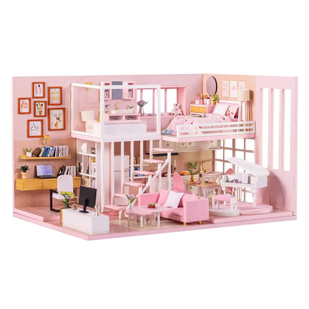 

Dollhouse Miniature Diy House Kit Creative Room With Furniture Handmade Craft Gifts For Girls Birthday