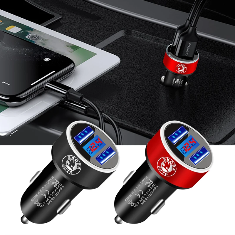 

Car USB Charger Cigarette Lighter For iPhone 11 13 Pro Realme POCO For Skoda Octavia Fabia Kamiq Kapoq Kodiaq Rapid SCALA Superb