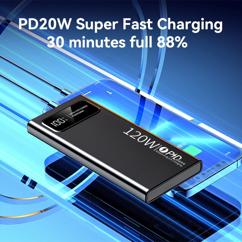 Фото Xiaomi 120 Вт 50000 мАч Power Bank Супер быстрая зарядка Мобильный внешний аккумулятор большой емкости подходит для Huawei iPhone Samsung №5