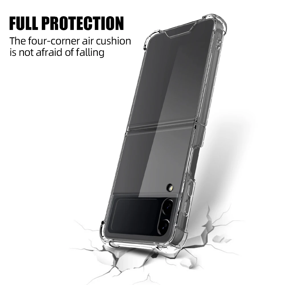 Flip3 Luxury Fashion Transparent Shockproof Silicone Case Cover For Samsung Galaxy Z Flip 3 4 Flip3 Flip4 5G PC Hard Clear Case