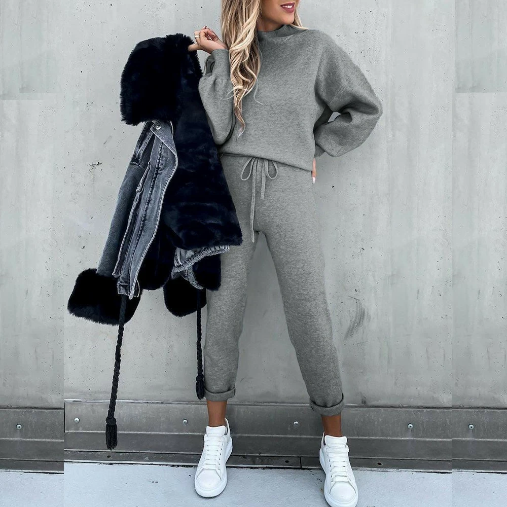 

Новинка Осень-зима 2021, пуловер с капюшоном и длинные брюки, спортивный костюм, женский свитшот, спортивный костюм, женский спортивный костюм...