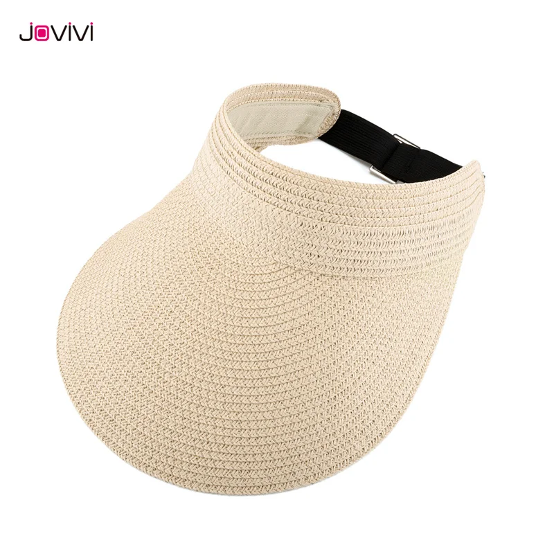 

Jovivi Women Beach Adjustable Empty Top Summer Sun Straw Hat Foldable Cap Summer UV Protection Hats Girls Seaside Vacation Hat