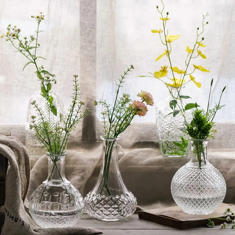 

Glass Flower Vase for Home Decoration Decorative Vase Modern Tabletop Terrarium Glass Containers Handmade Tabletop Nordic Vase