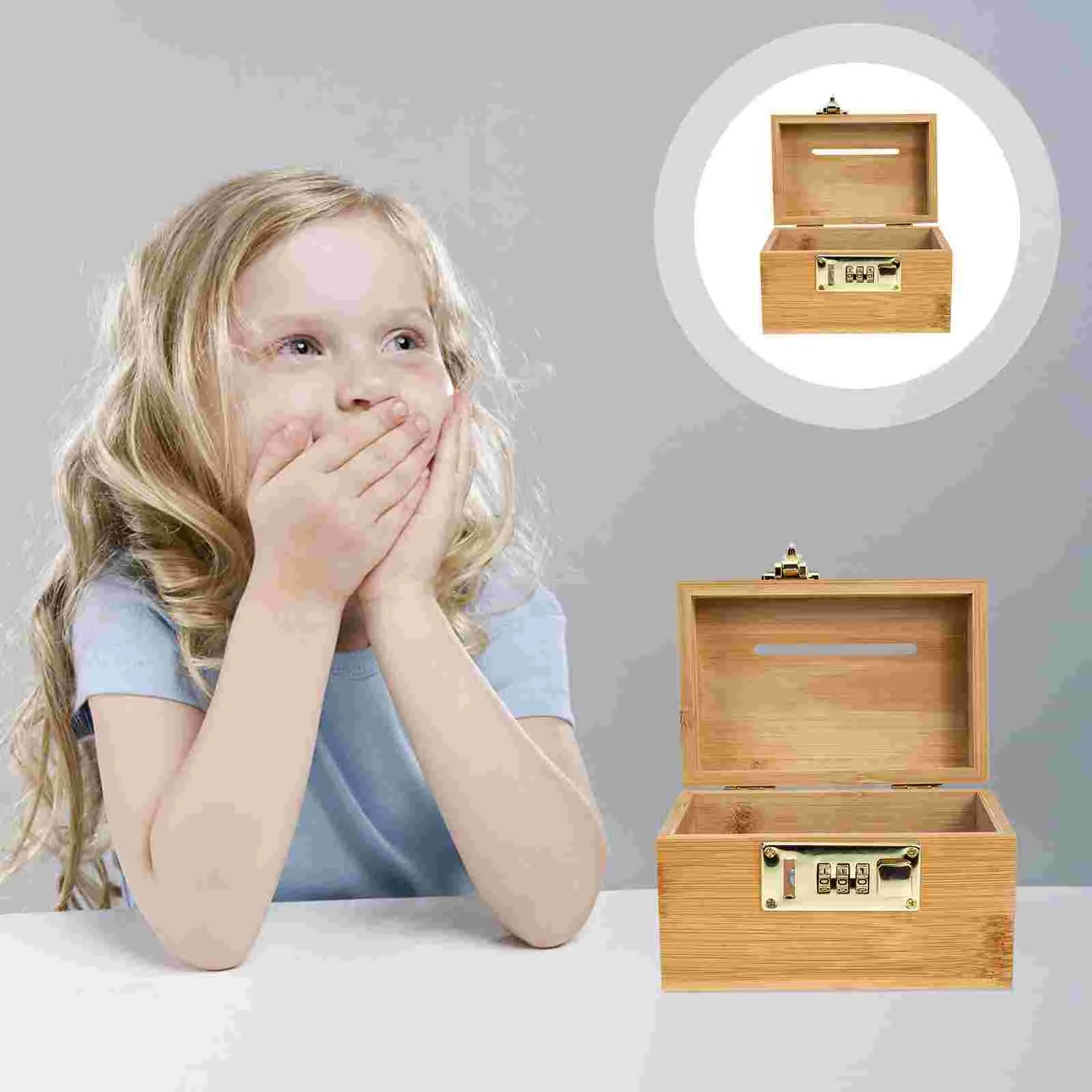 

Box Bank Piggywooden Lockwood Treasure Cash Money Storage Jewelry Decorative Saving Keepsake Kids Case Trinket Banks Pot