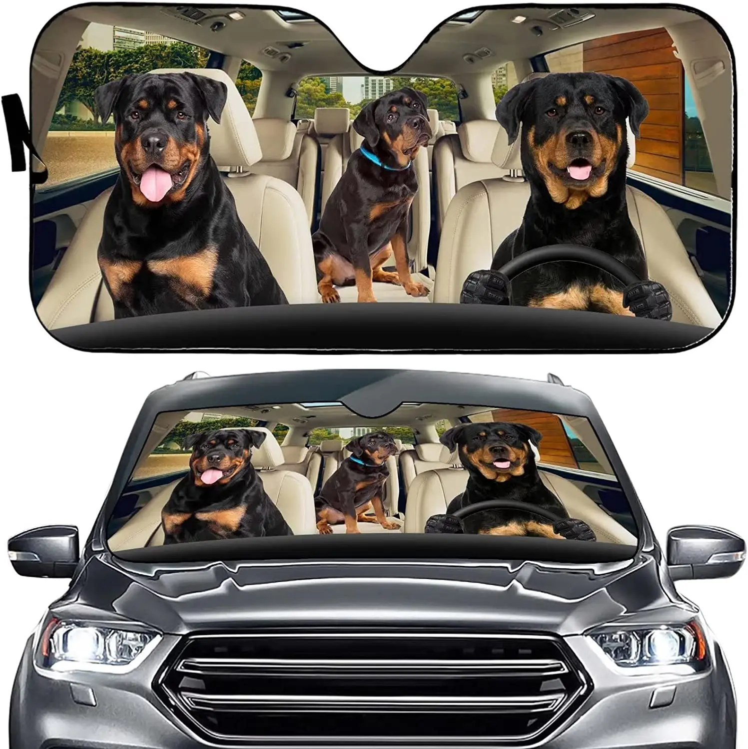 

Cool Rottweiler Car Sunshade, Car Windshield Pet Dog Car Sunshade for Windows Funny Dog Front Visor