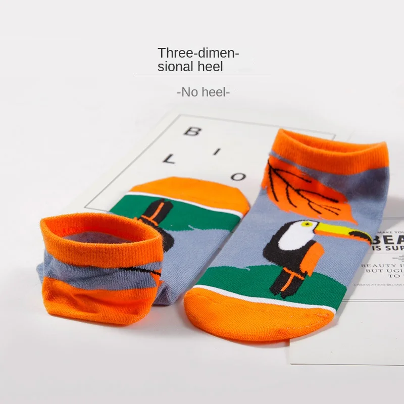 5 double brand Chinese style boys' pure cotton anti slip invisible ship socks men's cotton socks animals flowers gifts men socks