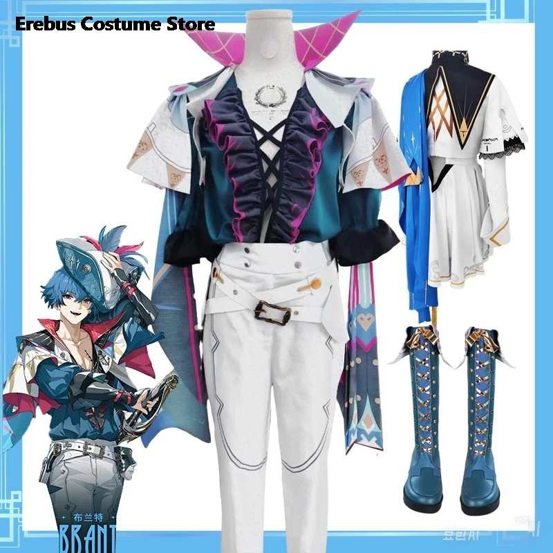 Wuwa Brant Косплей Костюм Парик Обувь Wuthering Waves Аниме Игровая Одежда Мужская Униформа