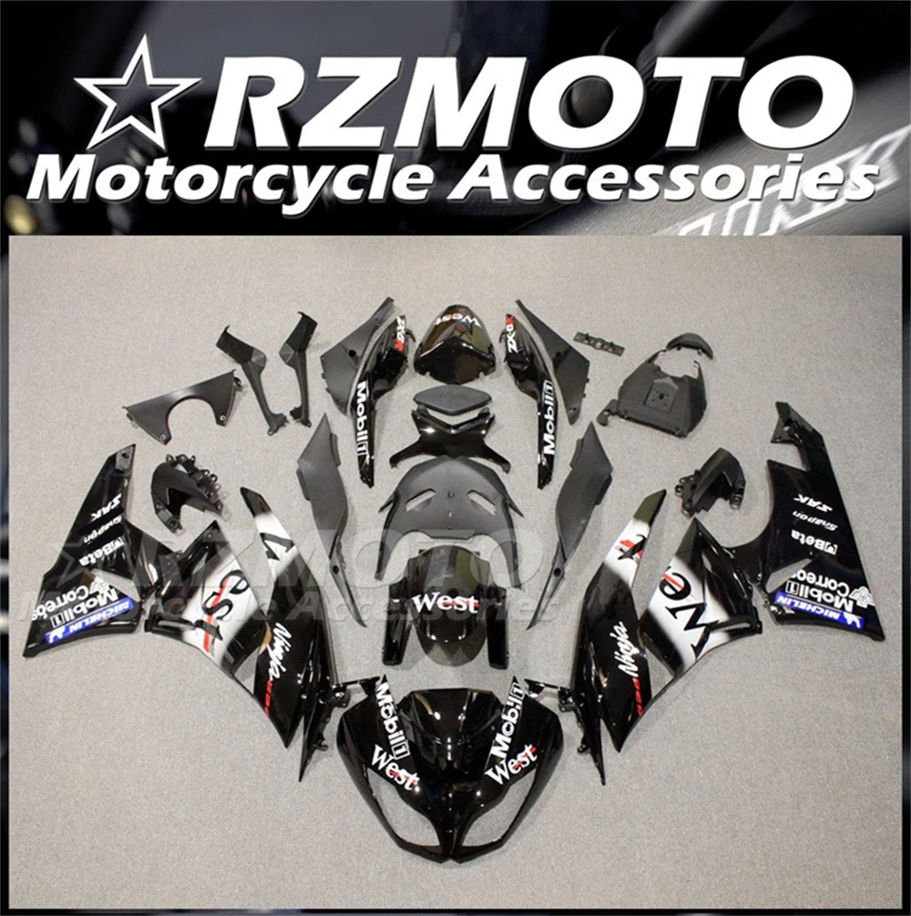 

4Gifts New ABS Fairings Kit Fit for Kawasaki Ninja ZX-6R 636 2009 2010 2011 2012 09 10 11 12 Bodywork Set Black White West