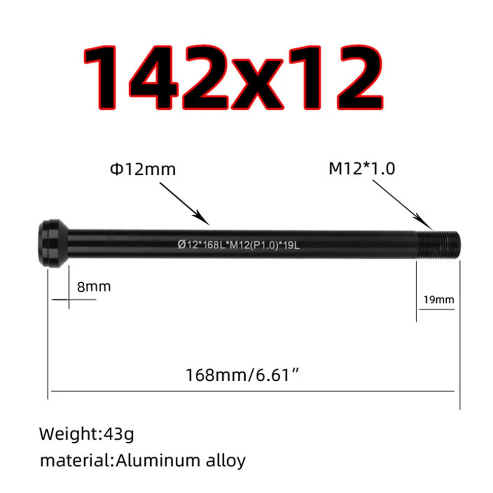 

142x12mm Thru Axle 40g Aluminum Alloy Bicycle Black For Canyon Thru Axle Φ12x168LxM12 (P1.0)x19L Useful Newest