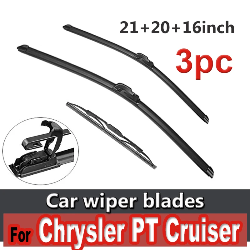 

Wiper Front & Rear Wiper Blades Set Kit For Chrysler PT Cruiser 2000 - 2010 Windshield Windscreen Window 21"+20"+16"