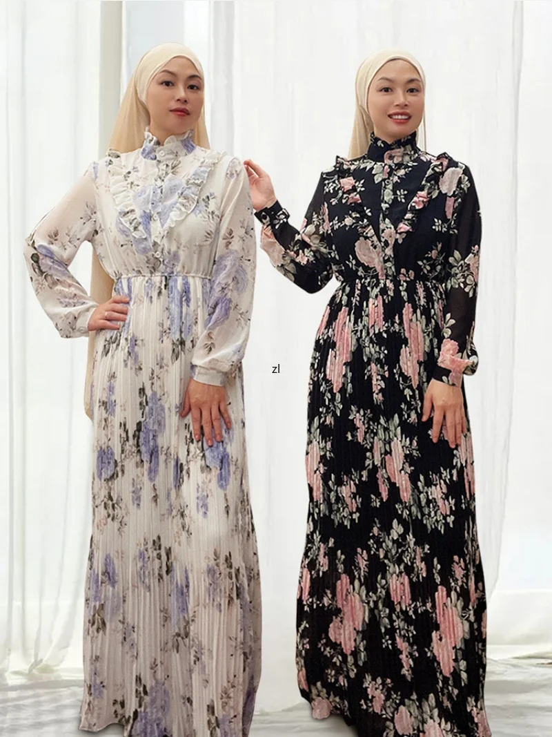 Sweet Abayas for Women Long Dress Ramadan Chiffon Abaya Dubai Turkey Bangladesh Muslim Party Dress Robe Femme Musulmans Vestidos
