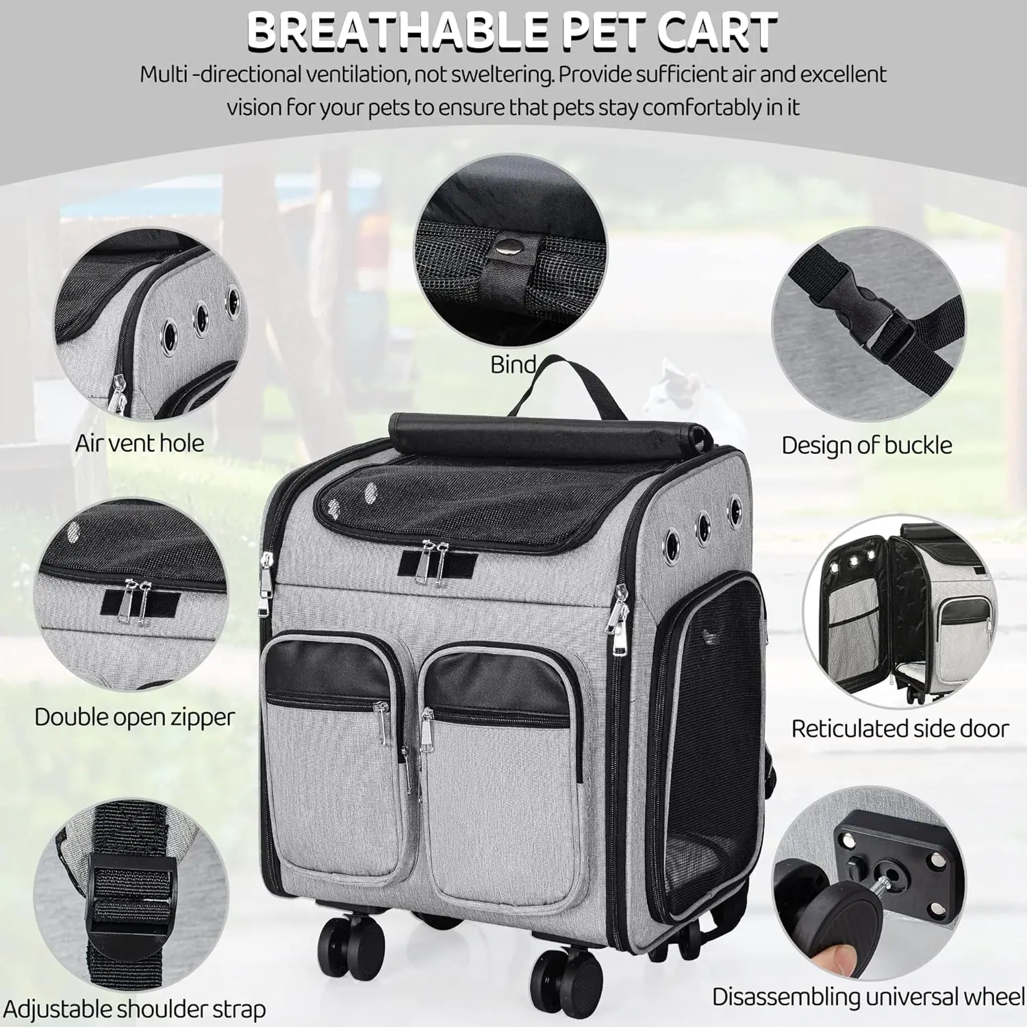 KLYM-рюкзак-переноска для домашних животных со съемными 4-колесными колесами