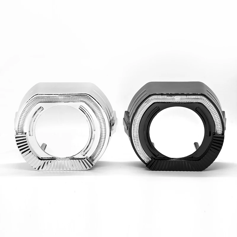 

2,5/3 дюйма Light AngeBM Sport LED Черные кожухи Квадратная направляющая Angel Eyes Автомобильный Стайлинг DRL Halo Ring для биксеноновых двухсветодиодных линз