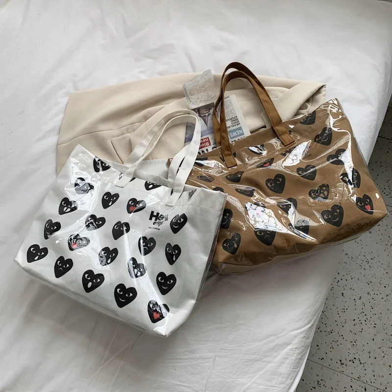 

2022 Transparent Canvas Bag Women's New Fashion Korean Version Versatile One Shoulder Handbag Large Capacity Tote Bag Jelly Bag