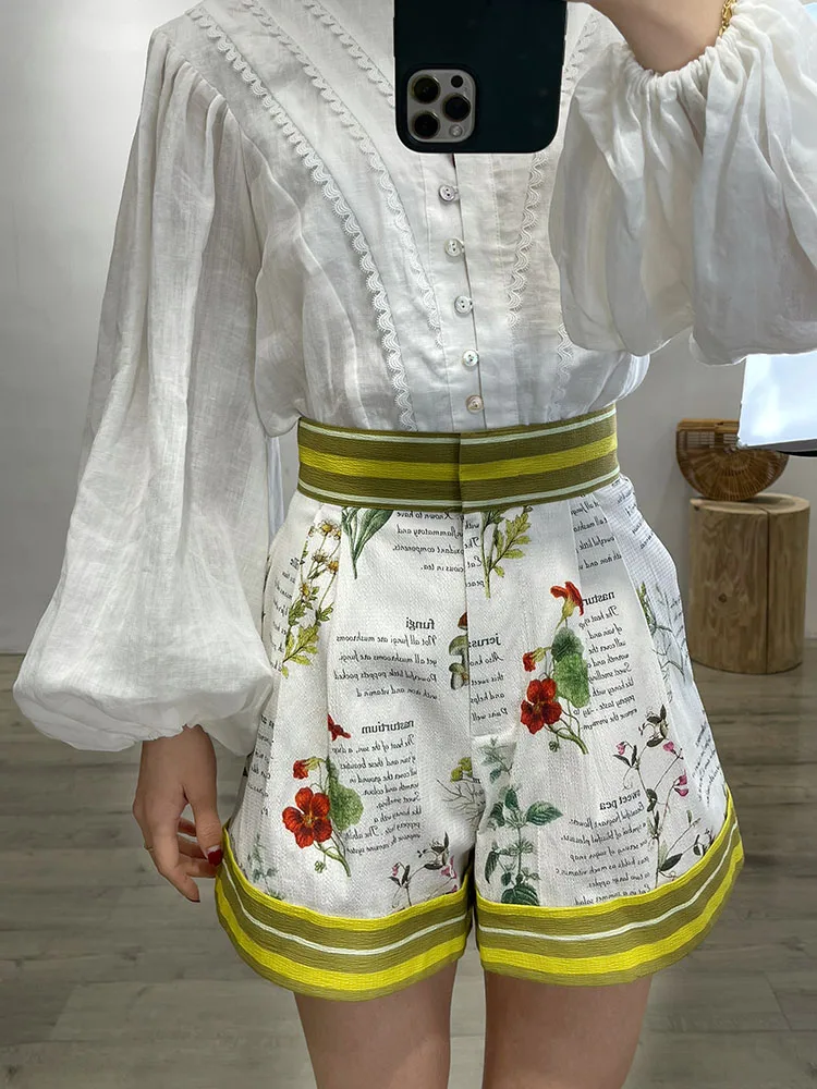 

2022 Summer Retro Floral Print High Waist Casual Women Original Shorts