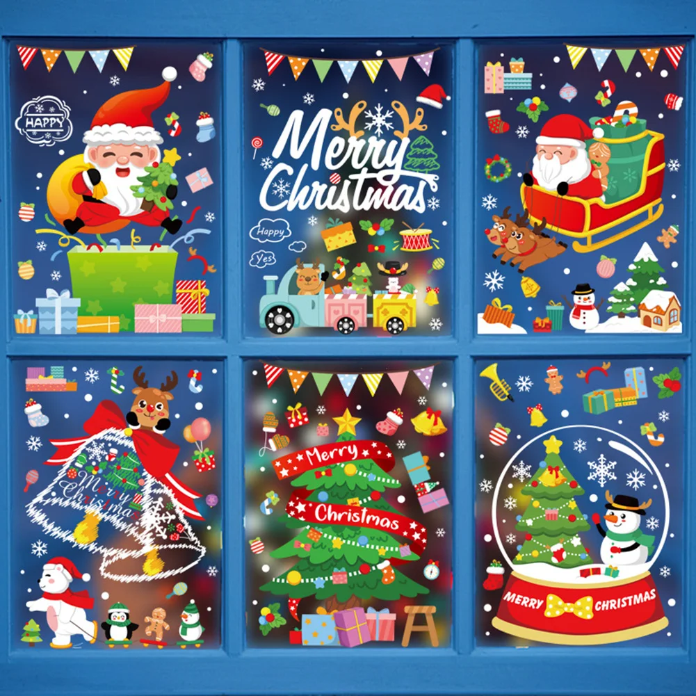 

Christmas Party Sticker Santa Claus Elk Snowman Wall Stickers Window Decor Merry Christmas Decor For Home Happy New Year 2023
