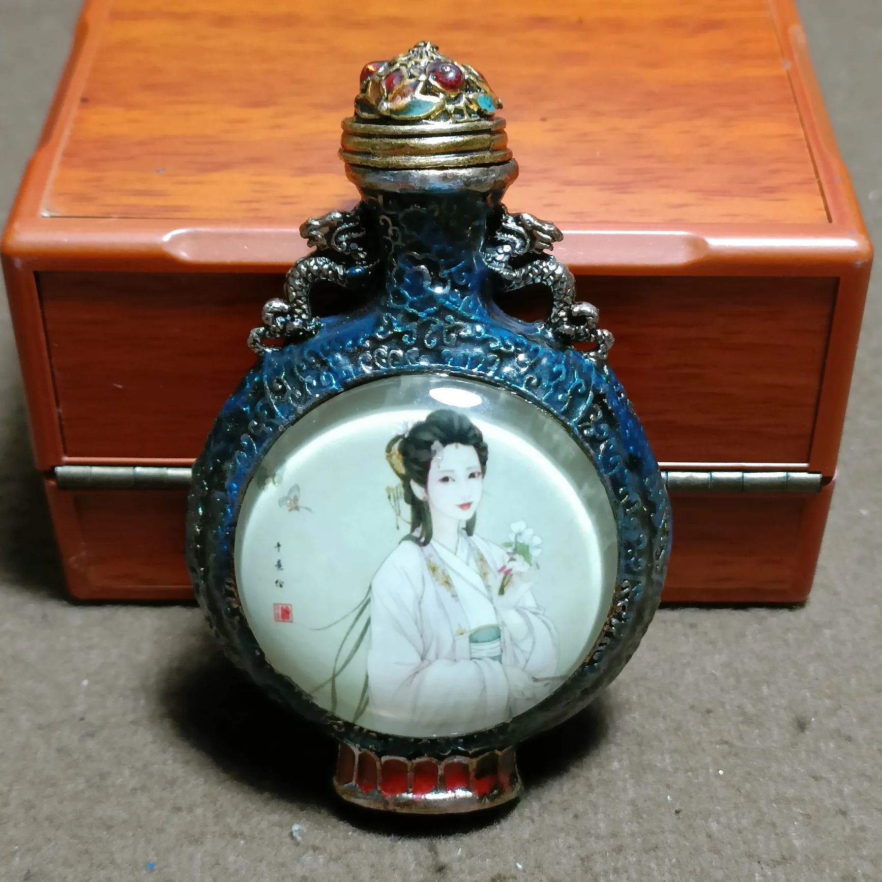 Классическая красота, ночник, емкость для табака, тибетское серебро, медь, инкрустированная Jingtai, поделки для дома, Античная коллекция