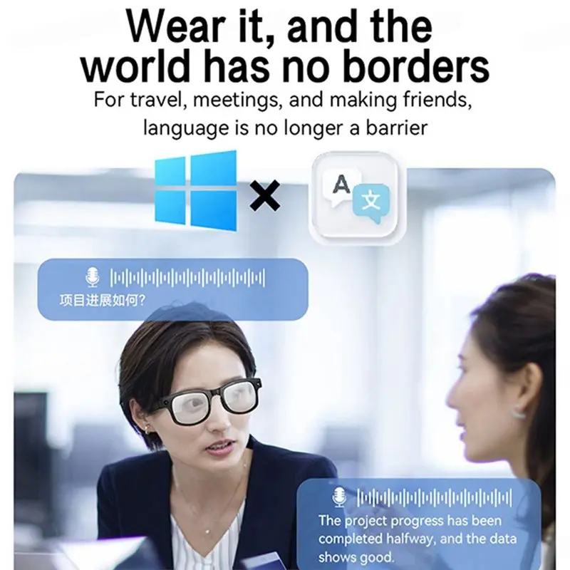 Фото Умные очки AA08-Chat GPT с функцией перевода, фотохромными линзами, Bluetooth, голосовым помощником, музыкальным плеером и камерой. №4