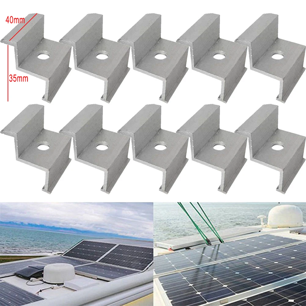 

PV End Clamp Module Solar Panels 10pcs Set Accessories For 35/40mm Mounting Bracket Mounting Rail Photovoltaic Edge Clamp