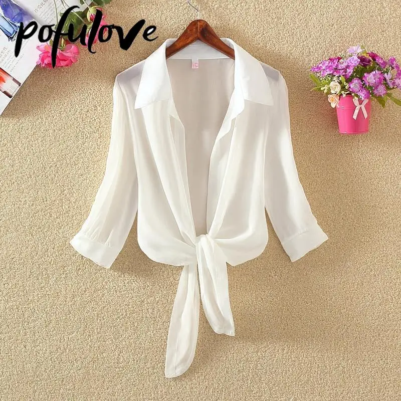 Blouse Women Beach Style Sexy  5XL Half-sleeved Coat Chiffon Top Shawl Sun Protection Clothes Air Conditioning Cardigan