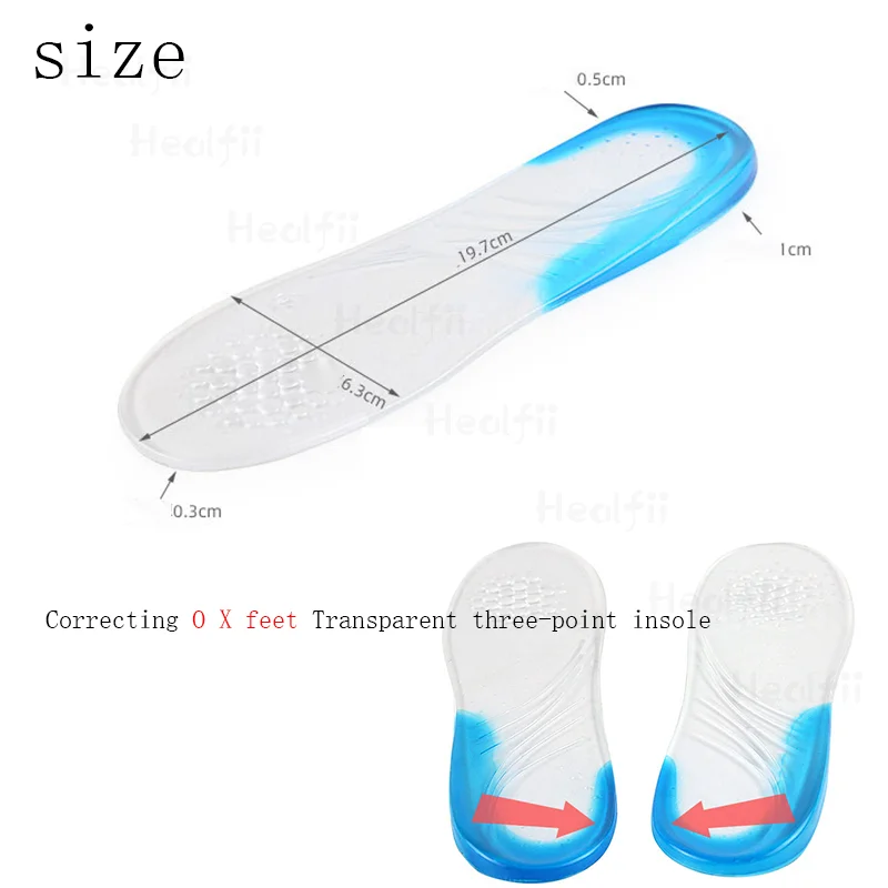 Коррекция формы ноги O/X прозрачная гелевая Трехточечная стелька износостойкий