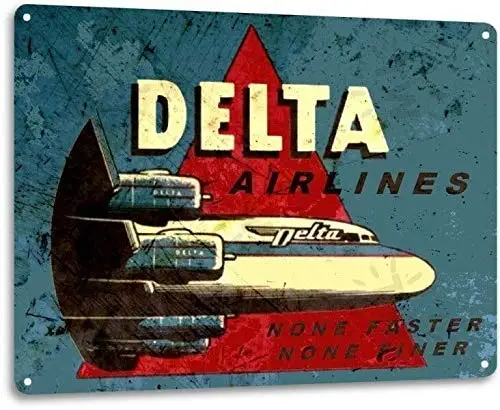 Kalynvi Delta Airlines Logo Jet Airplane avión Retro aspecto Vintage decoración de...