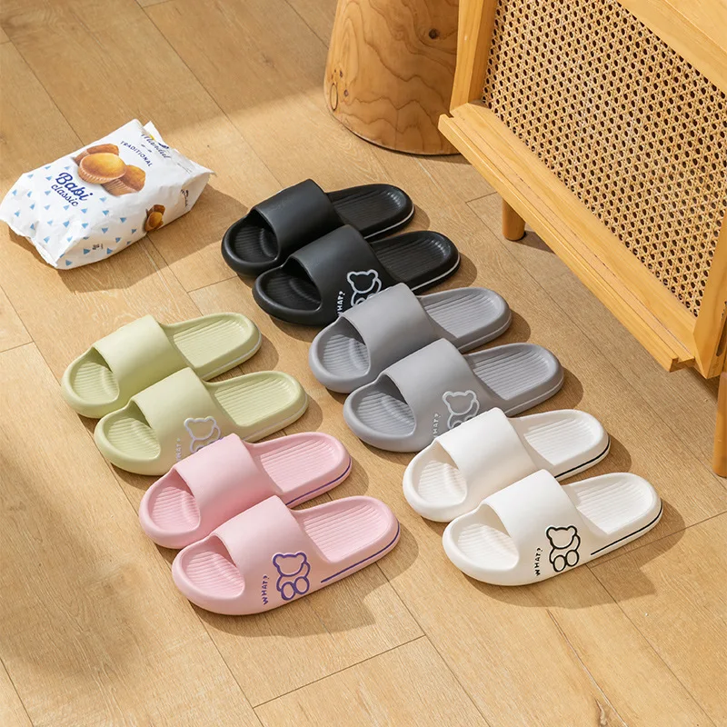 Lovely Women Indoor Home Slippers Summer Soft Comfortable Non Slip Bath Slippers Fashion Couple Family Flat Shoes Hotel Sandals