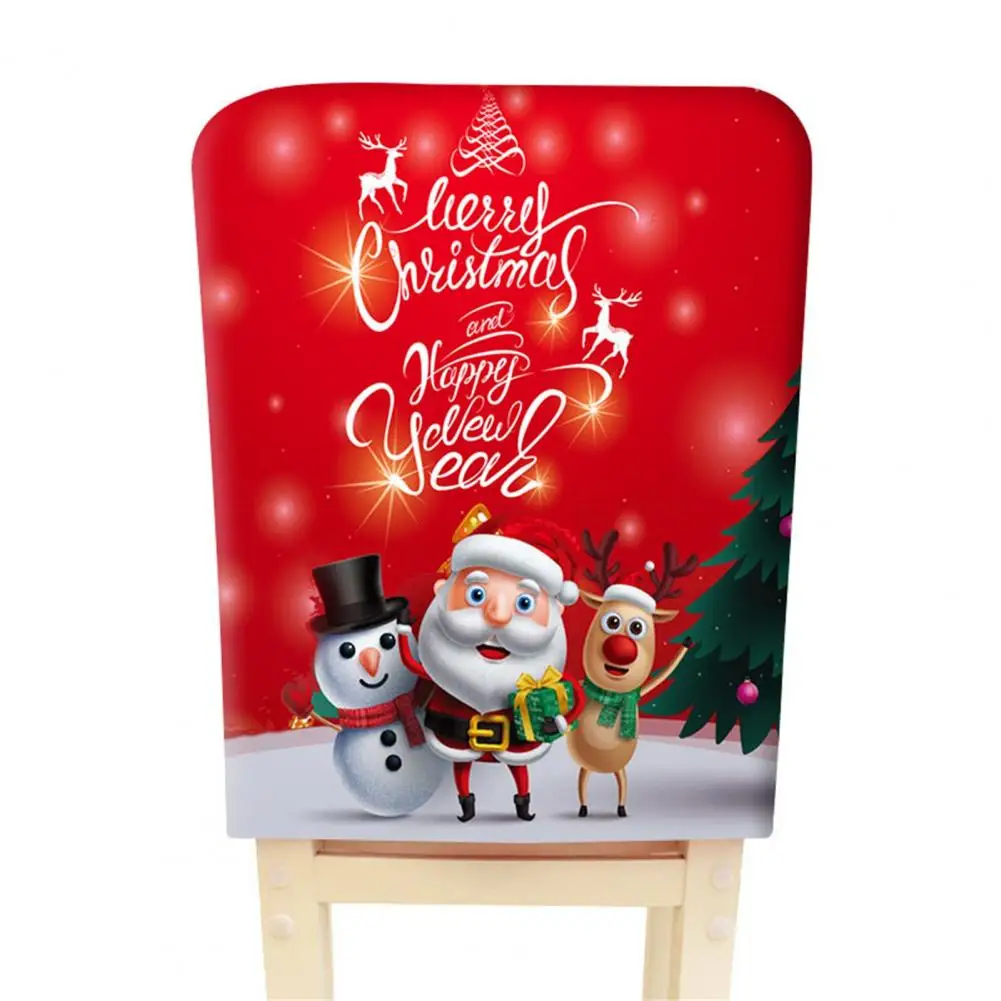 

Christmas Chair Cover Durable Printing Washable for Banquet Chair Cover Christmas Chair Slipcover