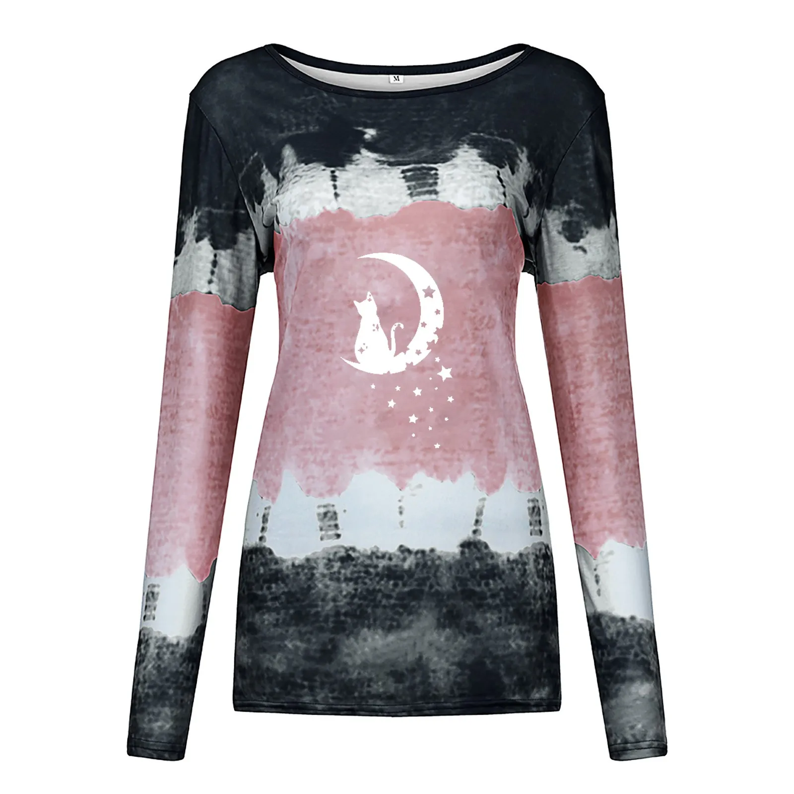 

Женская футболка с длинным рукавом, круглым вырезом и принтом