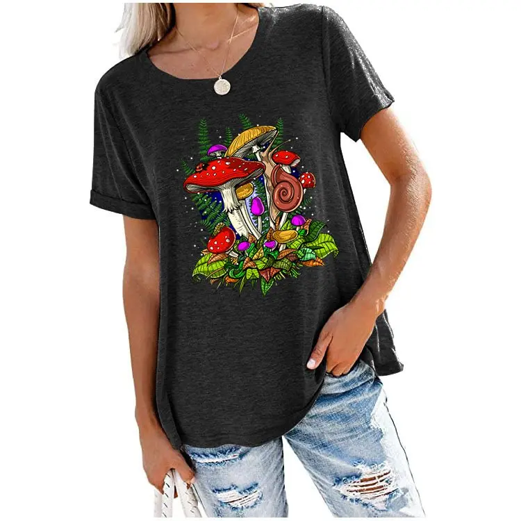 

Forest Mushrooms Shirt Hippie Magic Mushroom Tee Grunge Aesthetic Oversized T Shirt 2022 Women Fashion T-shirts Clothing Cotton