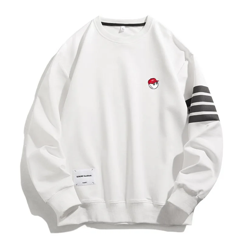 Malbon Spring and autumn men's golf hoodie striped round neck loose long sleeve pullover