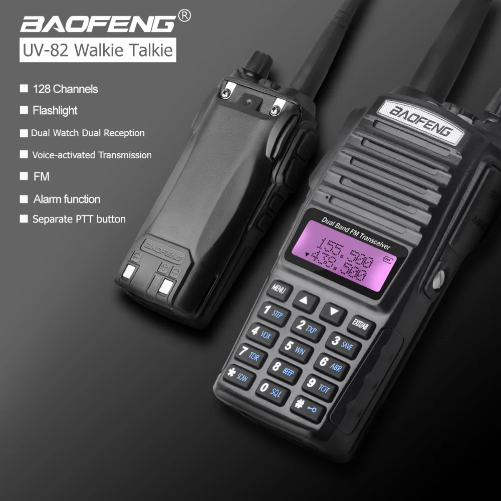 Baofeng UV-82 Walkie Talkie Dual PTT Amateur Radio UV 82 Two Way Radios VHF UHF Dual Band Radio UV82 Hunting Transceiver