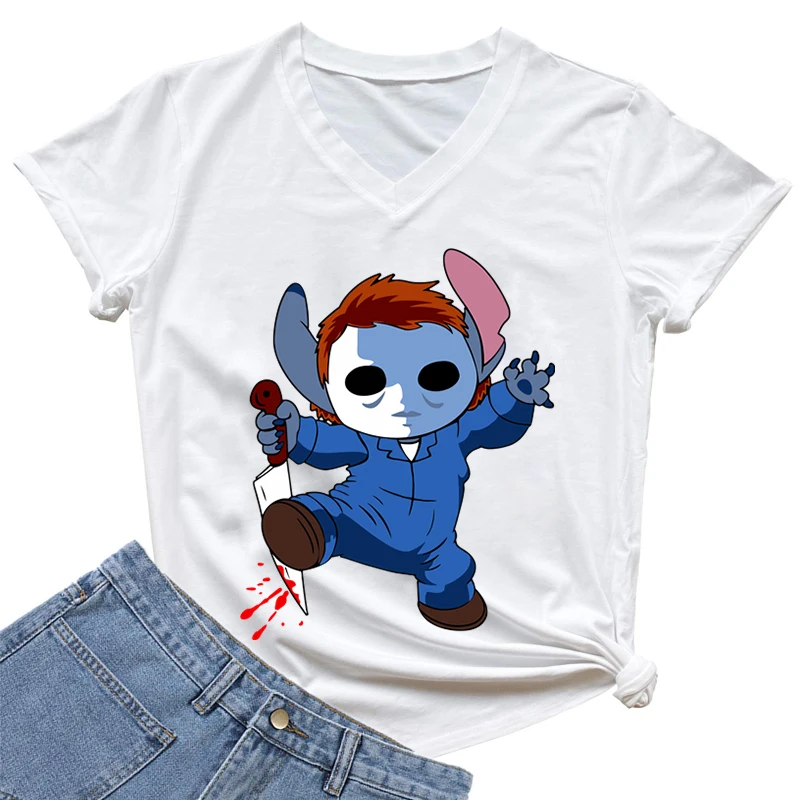 

Женская футболка в стиле хип-хоп, с V-образным вырезом