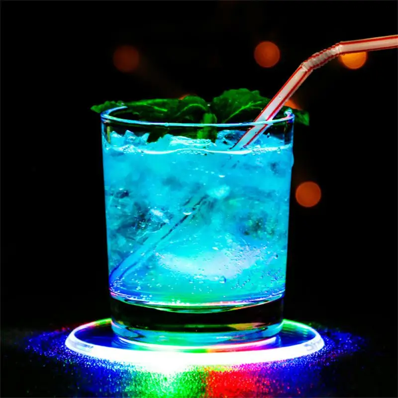 

LED Coaster For Bar Table Decoration Kitchen Accessories Acrylic Bar Cocktail Flash Base LED Placemat Luminous Coaster Cup Pad