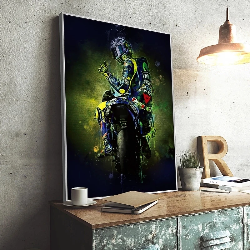 

Abstract Rossies Poster Motorcycle Race Canvas Paintings Modern Figure Wall Art Pictures Posters for Home Room Decor Unframed