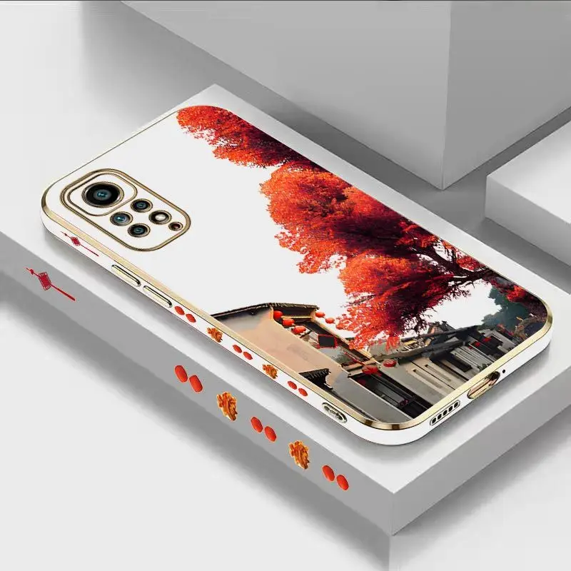 

Maple Station Luxury Plating Phone Case For Xiaomi Redmi Note 11 Pro Plus 12Pro Plus 11 11S 10 Pro 12 9S 8 Pro Cover